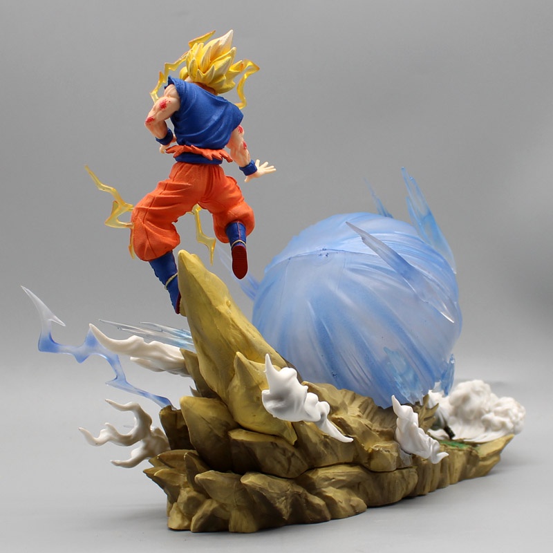 Lampu Led Dragon Ball Super Saiyan Gk Son Goku VS Majin BUU Luminous 22 cm PVC Action Figure Model Patung Mainan