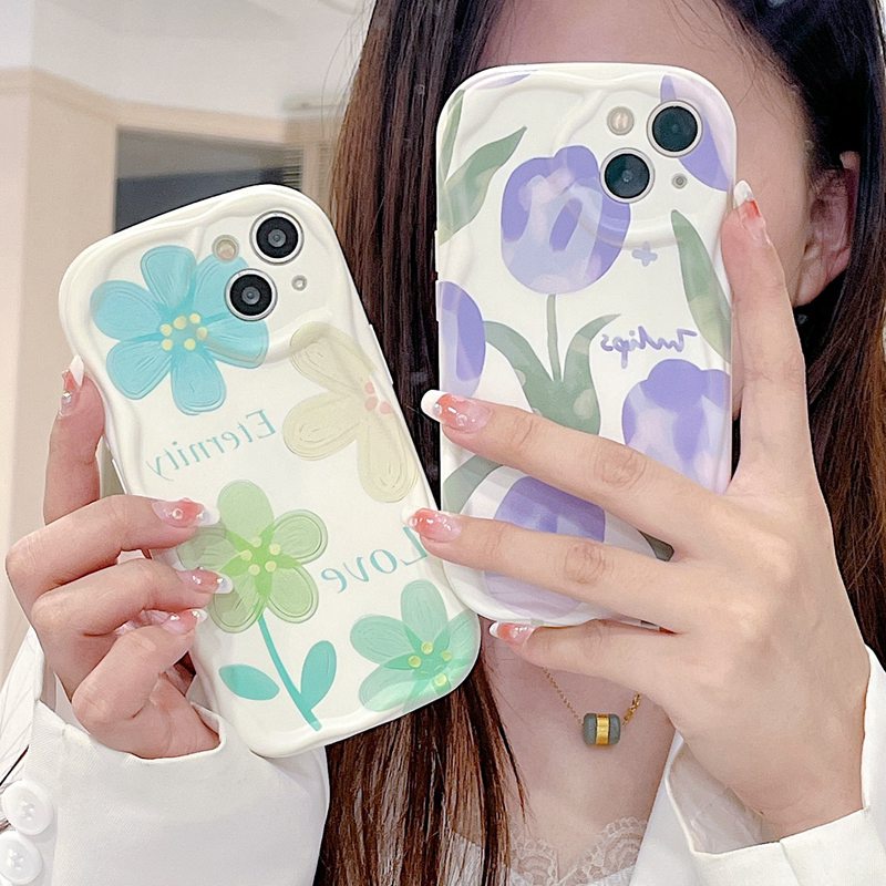 Cream Casing Nice Simple Flowers Soft Case HP iP iPhone 6 6S 7 8 14 + Plus SE 2020 2022 X XS XR 11 12 13 Pro Max Girl Woman