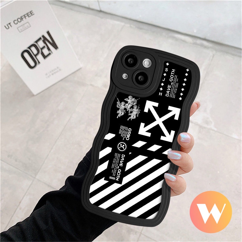 Casing Kisi Mosaik Seni Tepi Bergelombang Lembut Untuk Redmi 10C 9A 910a 10 9C A1+ A2+9T 12C Redmi Note 9 Pro 11s 10s 9s 810 11 POCO M3 X3 NFC Pro Mi 11T Pro Merek Trendi O.f.f-sarung Putih