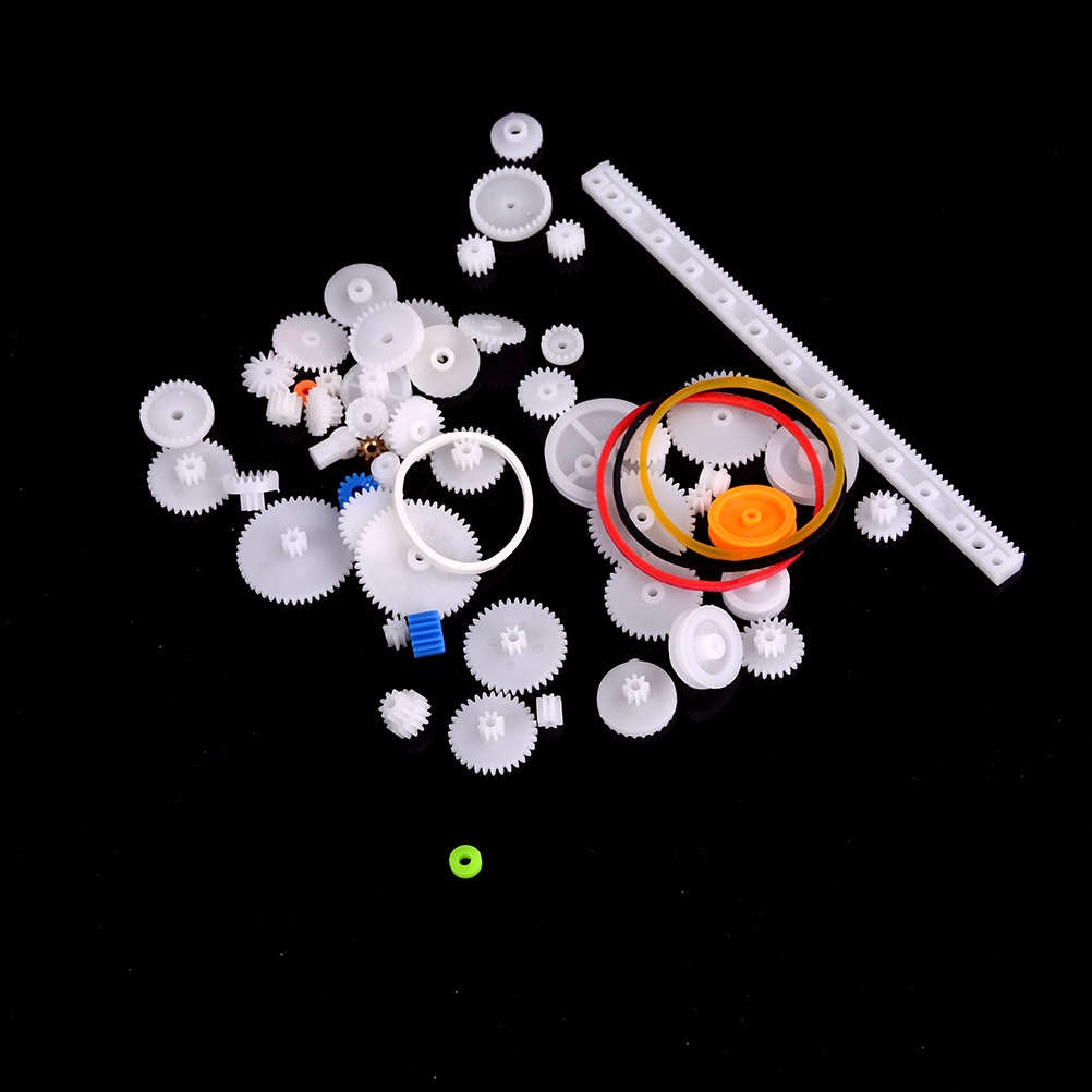 Deid 60pcs Gear Set Plastik DIY Rak Pulley Sabuk Cacing Single Double Gears Martijn