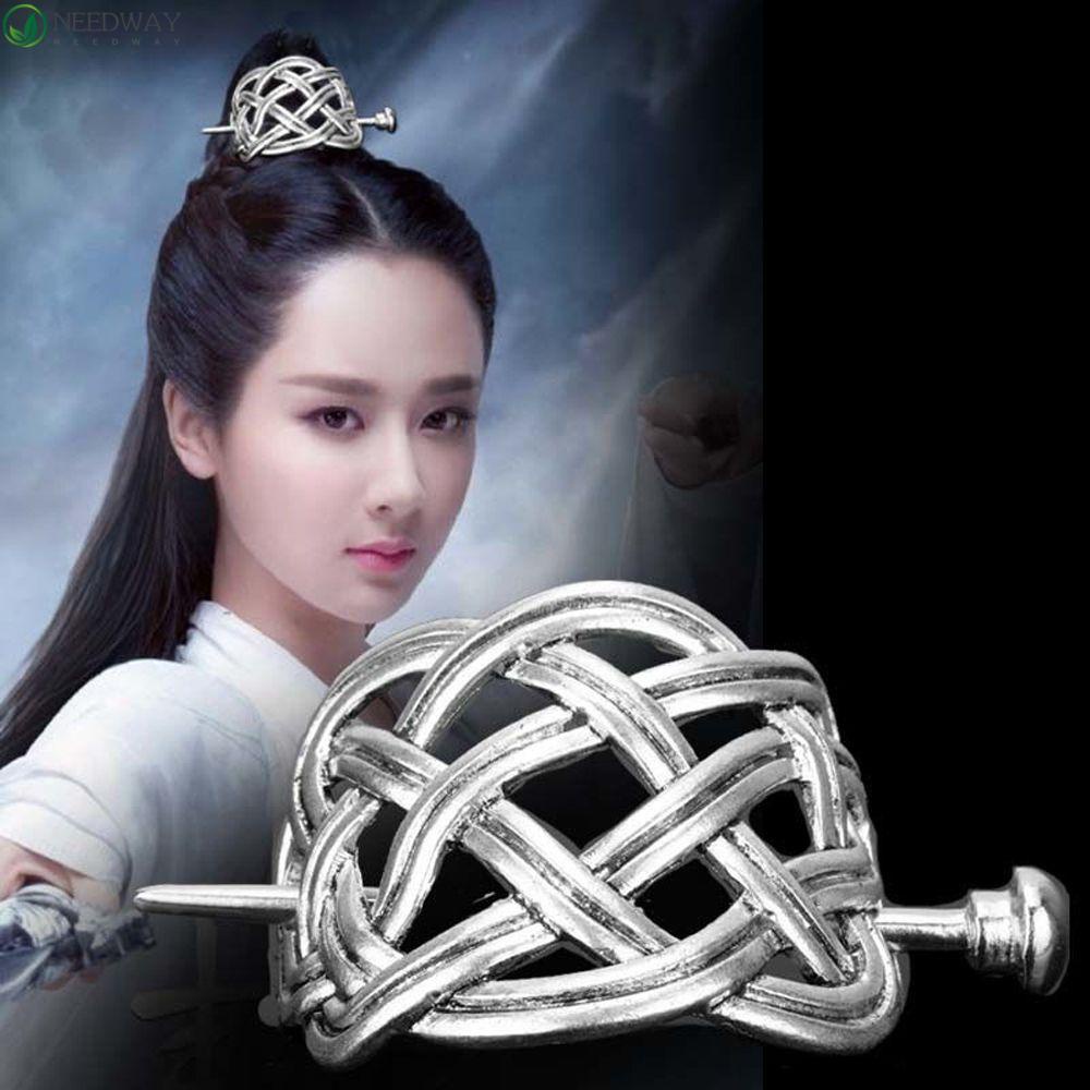 NEEDWAY Gaya Kuno Mahkota Rambut Geometris Sederhana Korset Rambut Gaya Cina Aksesoris Rambut Paduan Properti Foto Celtic Knot Hair Stick