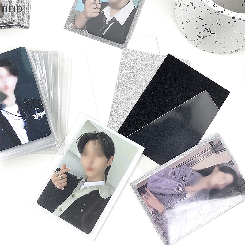 [BFID] 10 /50PCS Bintang Album Foto Kartu Transparan Case Laser Payet Self-adhesive Bag Guka Photo Card Glittery Tas Pelindung Card Film [ID]