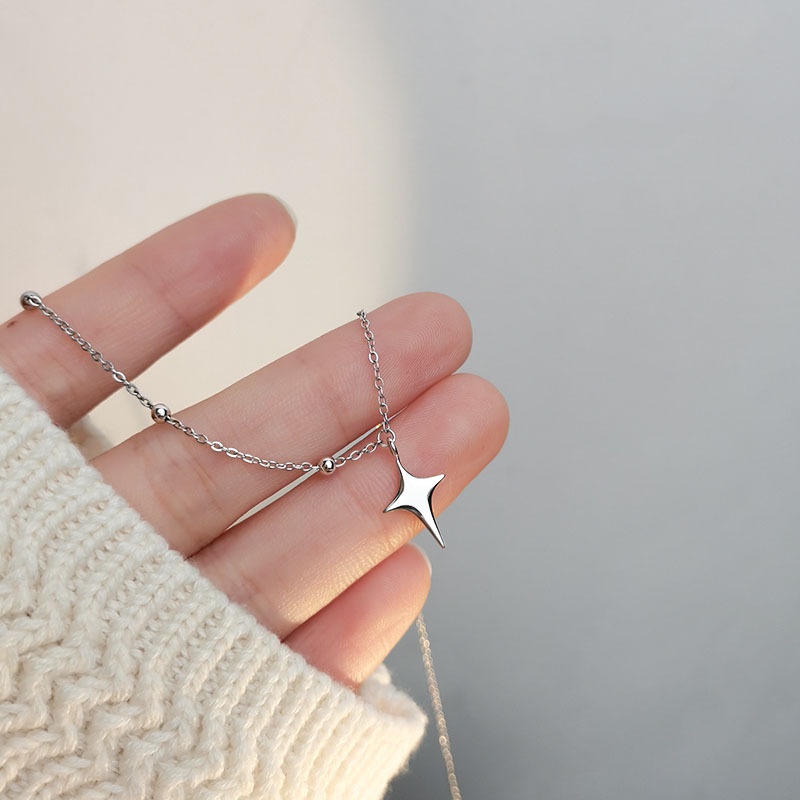 Elegant Cross Asterism Pendant Necklace/ Personality Asymmetry Alloy Clavicle Necklace/ Fashion Silver Splice Smooth Choker Jewelry