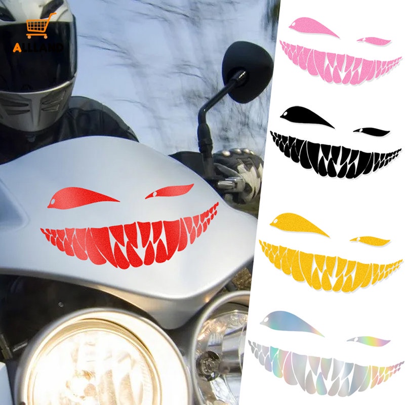 Creative Devil Slanted Eye Pattern PVC Waterproof Car Sticker/ Motorbike Self Adhesive Personalized Bad Smile Decal/ DIY Vehicle Decorative Monster Applique