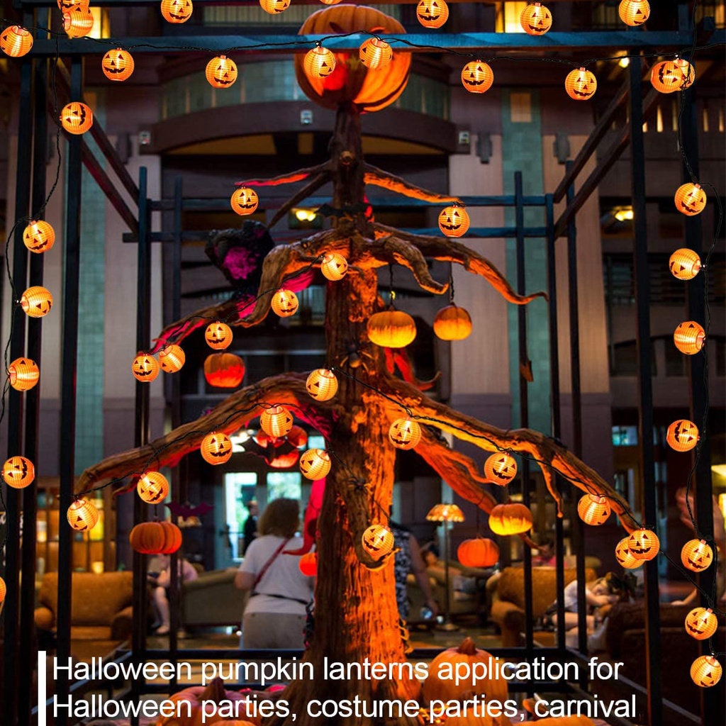20 /10 LEDs Small Pumpkin Light String/3.0 /1.5M Halloween Lampu Labu Kawat Tembaga/Lampu Garland Tenaga Baterai String/Perlengkapan Pesta Meriah Dekorasi Rumah