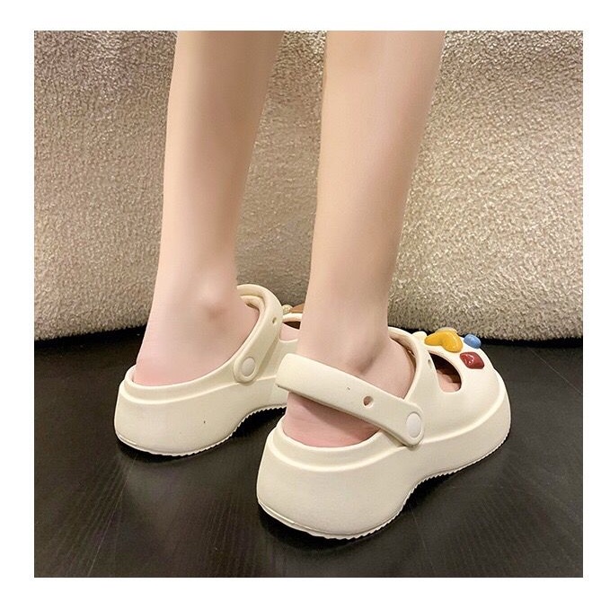 TOPGROSIR TG1757 Sandal Crocs Wanita Import With Jibbitz Kekinian/Sendal Baim Motif Minimalis Korean