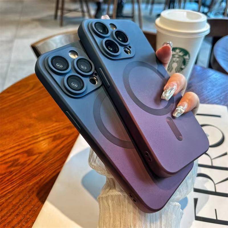 IPHONE Gradient Soft Silicone Untuk Magsafe Magnetic Wireless Charging Case Untuk iPhone13 12 11 Pro MAX Matte Shockproof Cover - Casing Ponsel Untuk iPhone13 iPhone12 iPhone11