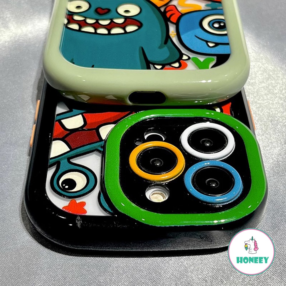 Korea Lucu Kartun Monster Warna Ponsel Case Kompatibel Untuk 14 Pro Max 11 12 13 Pro Max Shockproof Kawaii Lembut Penutup Belakang