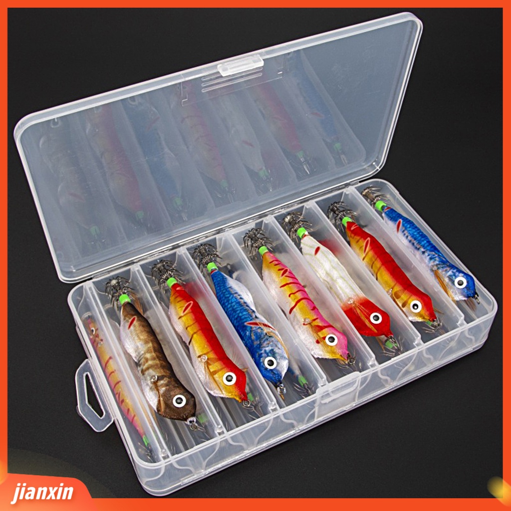 (In Stock) 14Pcs Umpan Umpan Ikan Penembus Kuat Tajam Hidup LED Bercahaya Simulasi Bentuk Ikan Tenggelam Bantu Kait Untuk Pecinta Memancing