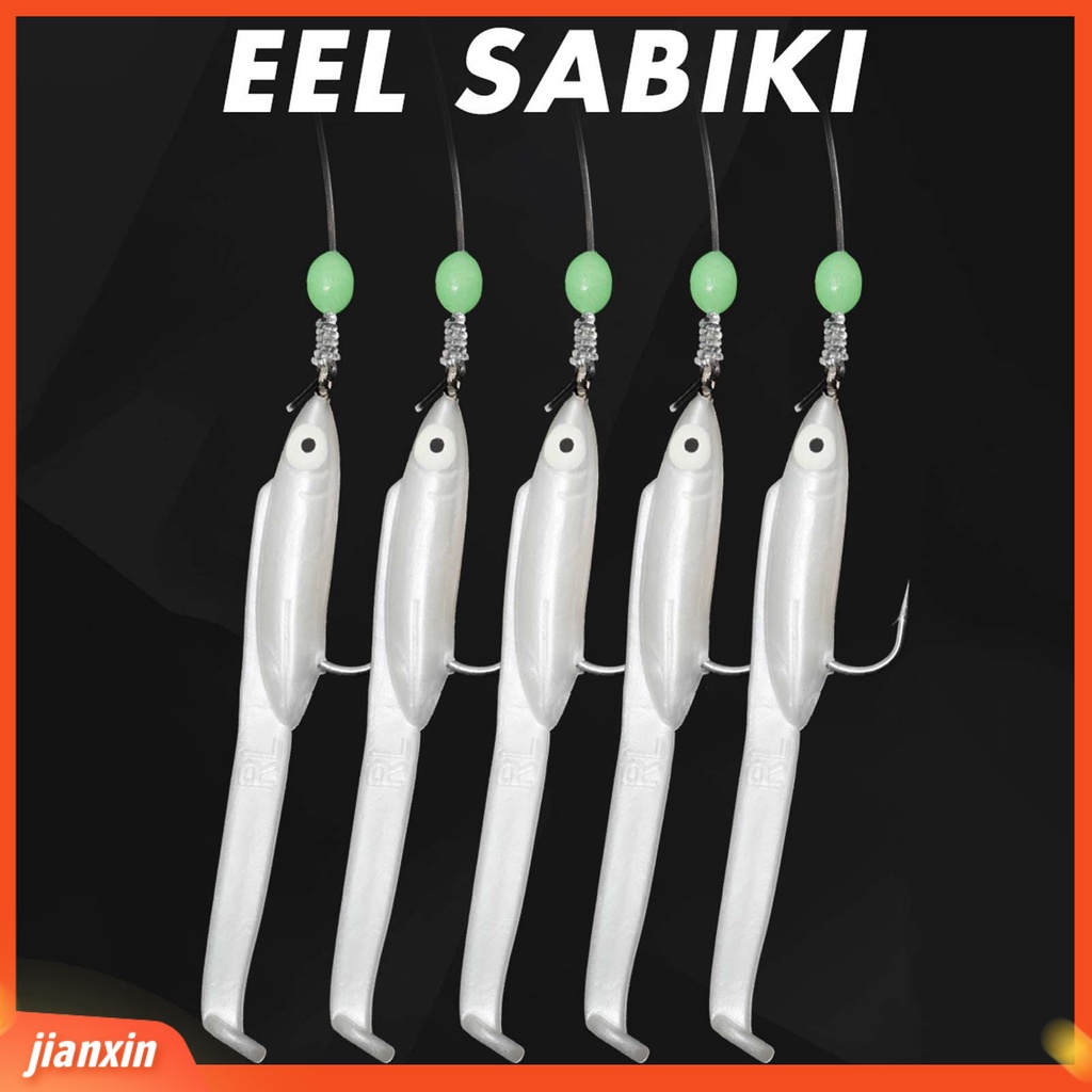 (In Stock) 5Pcs /Set Pengait Tali Ikan Manik Bercahaya Kait Tunggal Konektor Logam Tahan Aus Kait Tali Belut Untuk Angling
