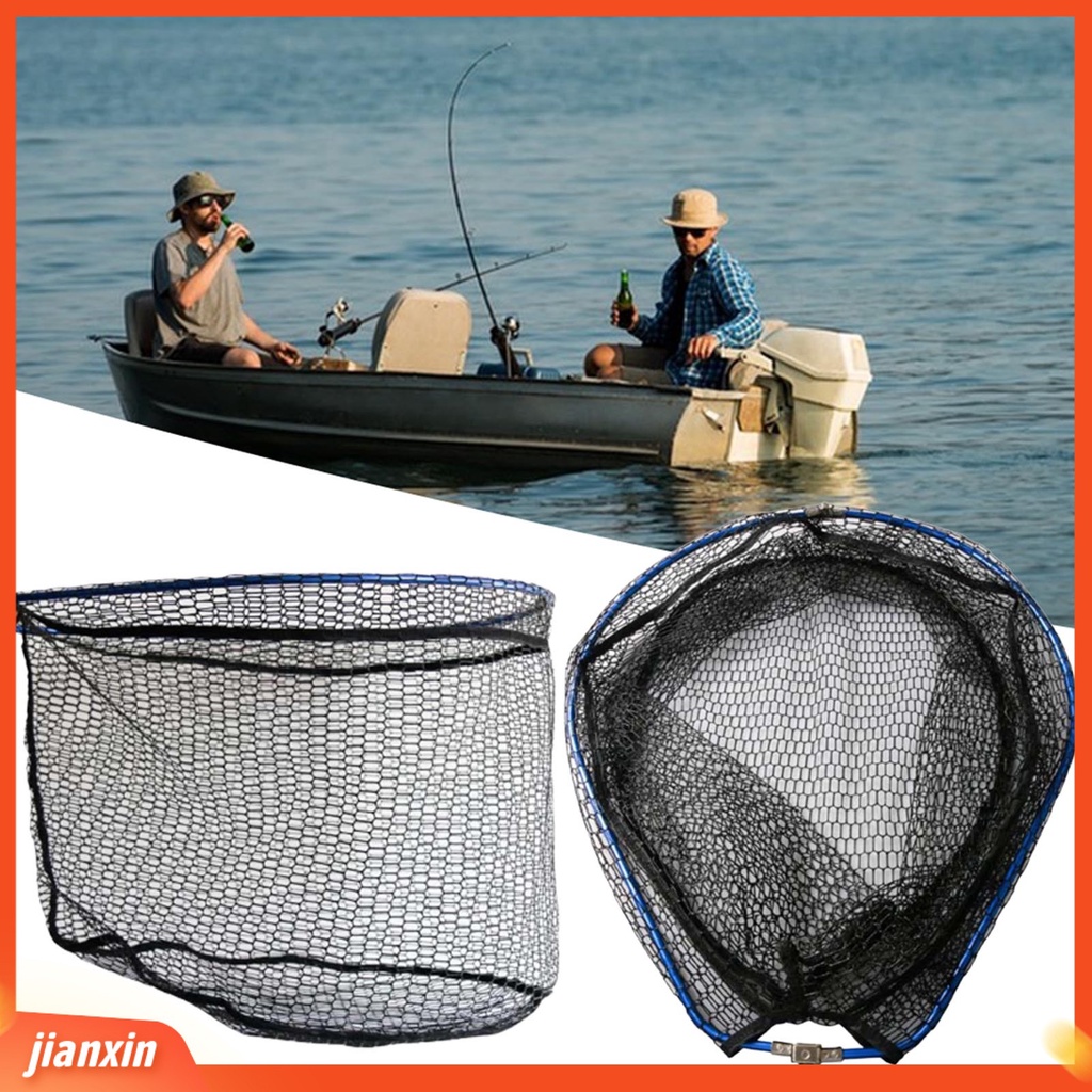 (In Stock) Kepala Jaring Ikan Lipat Kapasitas Besar Cepat Kering High-density Mesh Aluminium Alloy Segitiga Hitam Karper Sturgeon Memancing Mendaratan Dip Net Untuk Outdoor