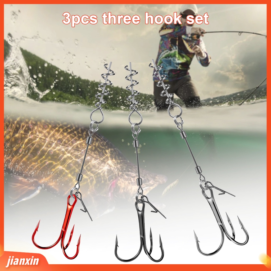 (In Stock) 3Pcs /Set Kail Pancing Tajam Penembus Tinggi Metal Spring Solid Treble Non-Deformed Fishing Jig Untuk Outdoor