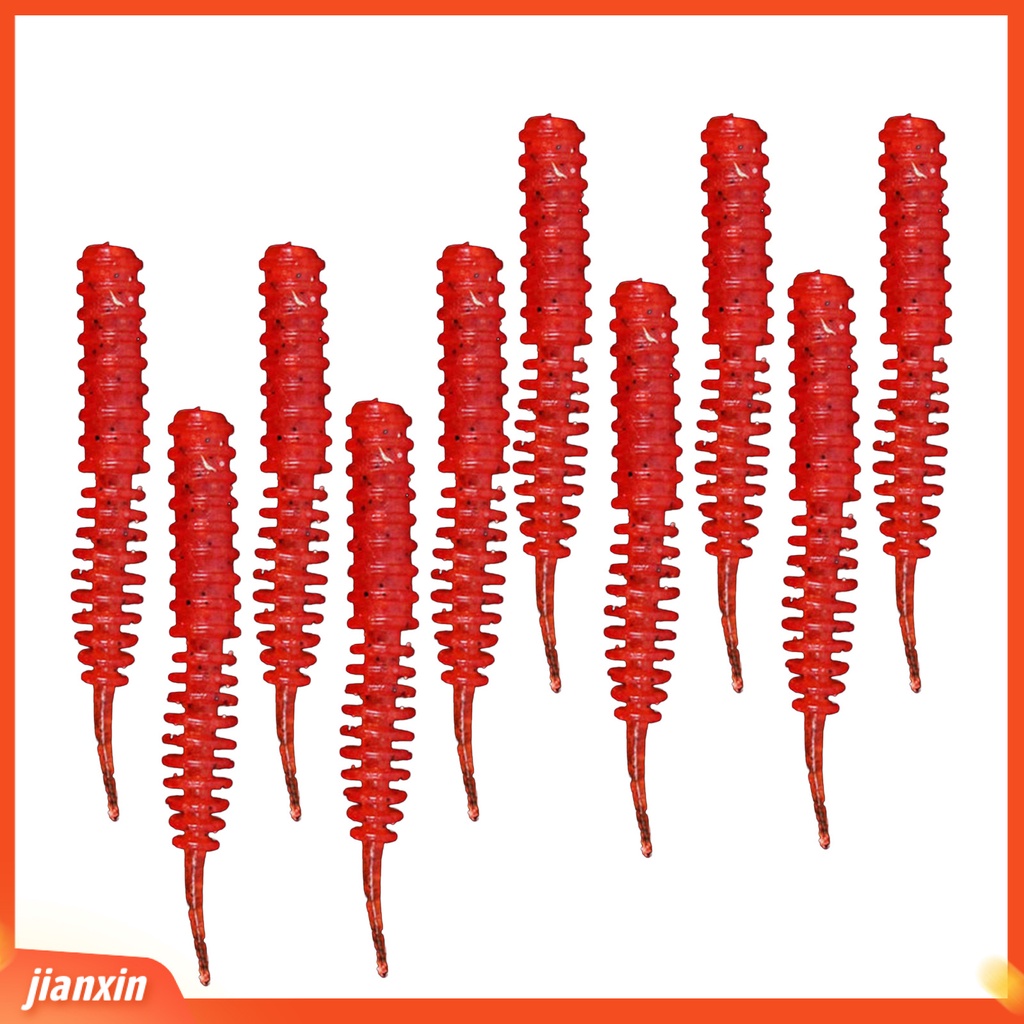 (In Stock) 10Pcs Umpan Pancing Ketangguhan Tinggi Reusable TPR Karet Mini Simulasi Cacing Bass Umpan Pancing Untuk Air Tawar