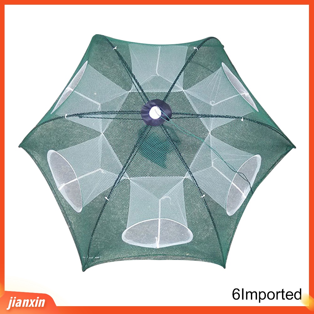 (In Stock) 4-20 Lubang Otomatis Jaring Ikan Udang Kandang Nylon Mesh Foldable Crab Fish Trap