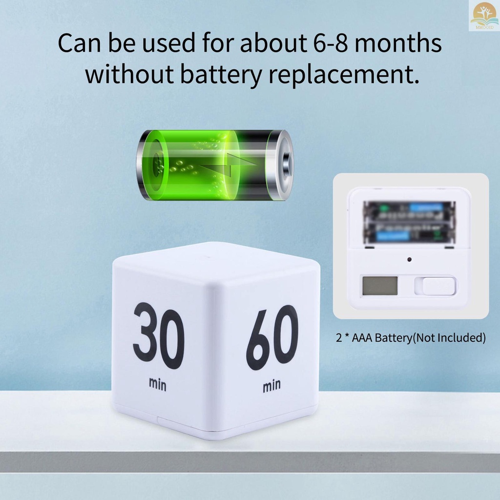 In Stock Cubic Timer Manajemen Waktu Siswa Belajar Timer LED Display Operasi Sederhana15 /20 /30 /60 Menit Pengingat Hitung Mundur Untuk Latihan Belajar Memasak Kantor Hijau