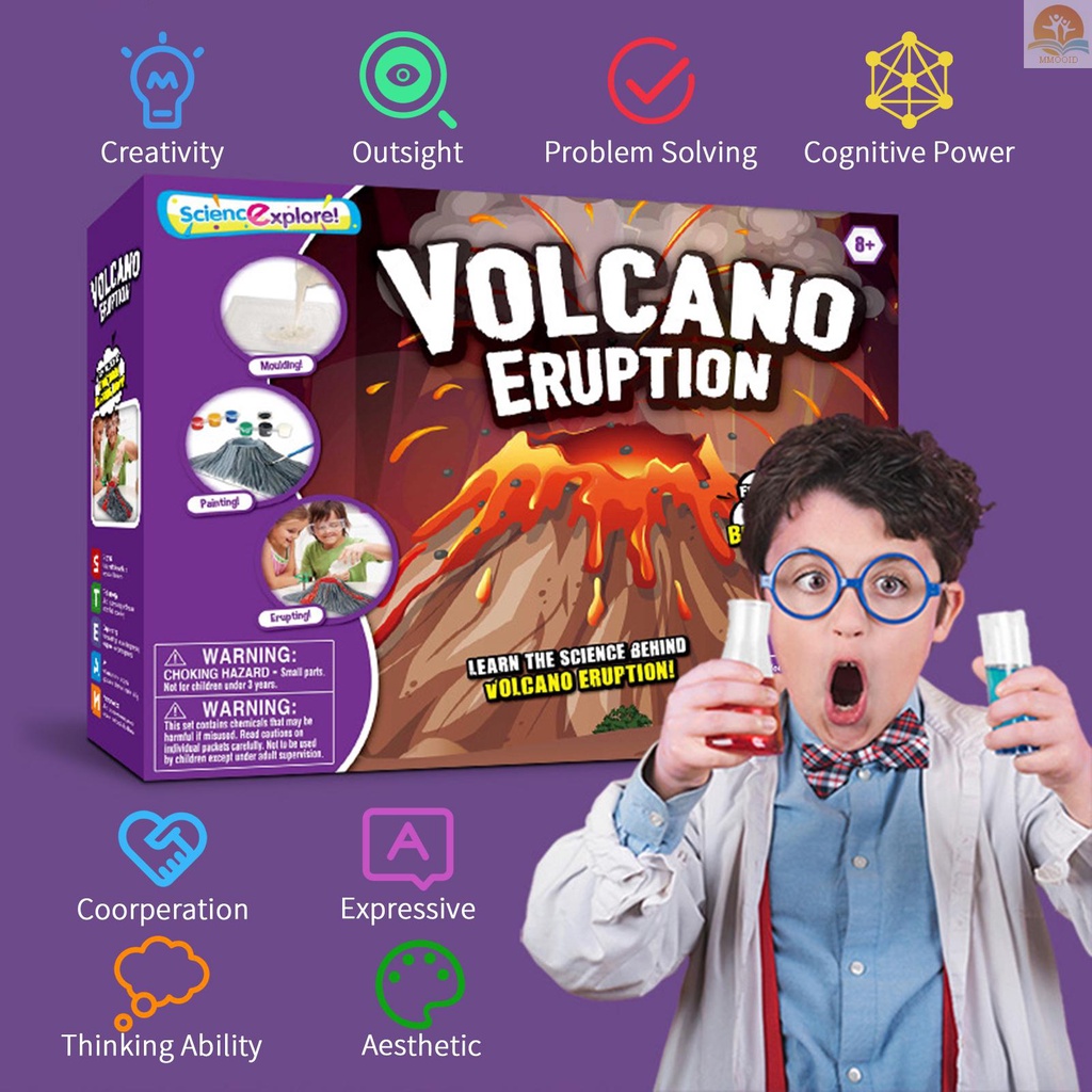 In Stock Vulkanik Erupsi Kit STEM Eksperimen Sains Kimia Edukasi Kerajinan Proyek DIY Kit Perlengkapan Percobaan Lab Bermain &amp; Belajar Untuk Pelajar Penggemar Sains