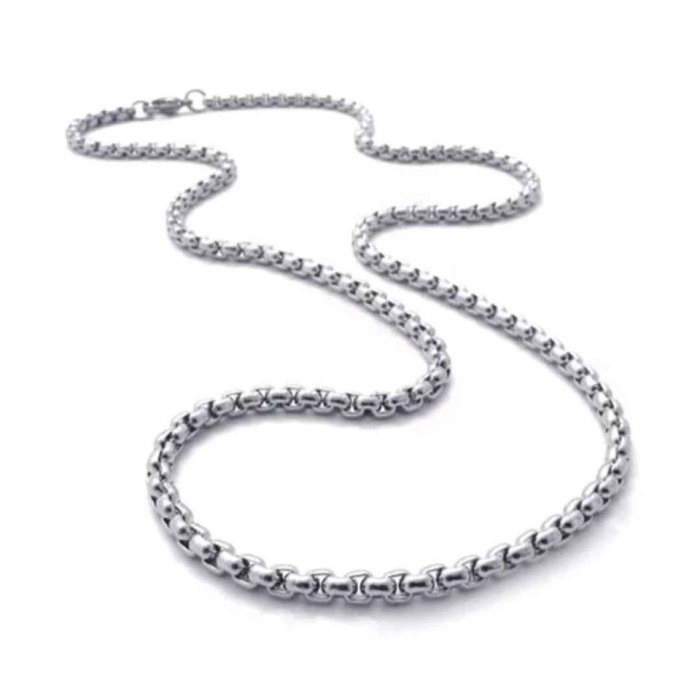 Kalung Pria Wanita Titanium Rollo Silver - 45cm