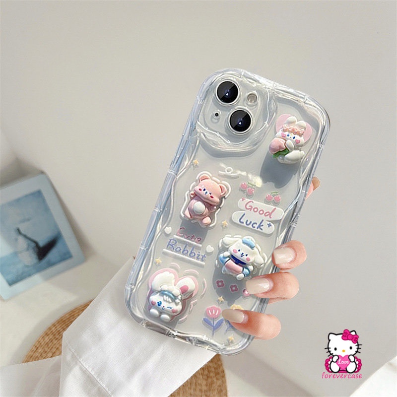 3D Doll Sweet Rabbit Cartoon DIY Case for Realme C35 C53 C15 C55 C30 C33 C31 C21Y C11 C25Y C21 C12 C25 C25s C20 C17 C3 C20A C35s 9i 6i 5 7i 5i 3D Wavy Curved Edge Cover