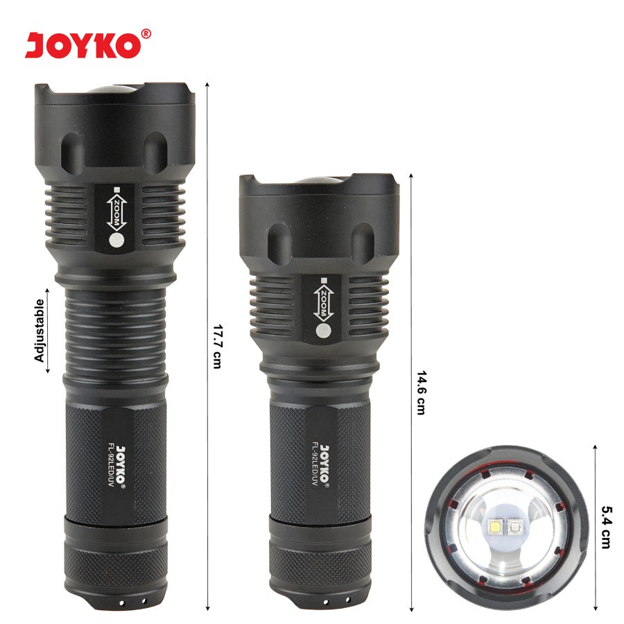 LED &amp; UV JOYKO FL-92LED/UV Flashlight Senter LED dan Ultraviolet 2in1