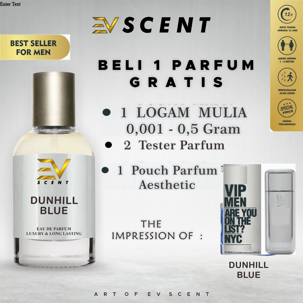 EV SCENT - Parfum Pria Aroma Tahan Lama Inspired By DNHILL BLUE - Identik Original | Eau De Parfum