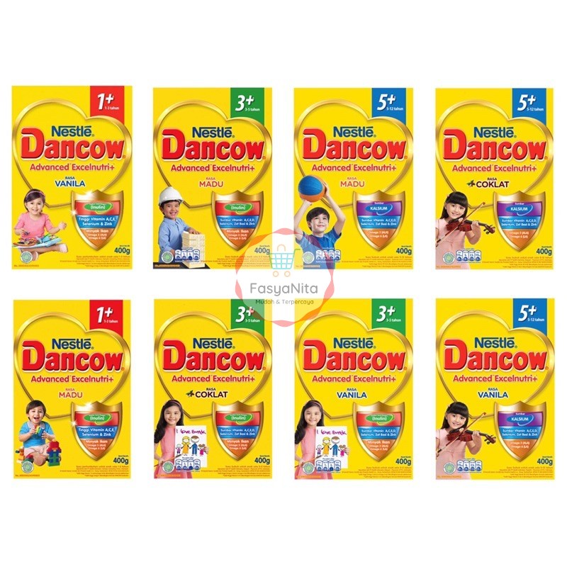 

Dancow 1+ / 3+ / 5+ Excelnutri Nutritods Susu Pertumbuhan Rasa Vanila / Madu / Coklat 200gr - 400gr