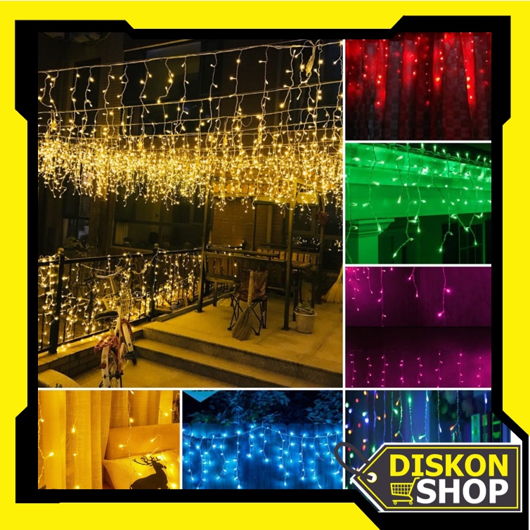 Diskon Shop - L5834 Lampu Tirai LED Lampu Hias Tirai Putih / Biru / Ungu / Pink / Tumblr Tirai Lampu