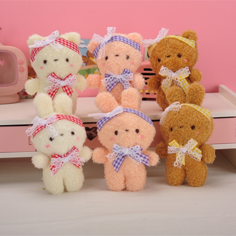 Lucu Renda Bow-tie Beruang Kecil Kelinci Mewah Liontin Gantungan Kunci Boneka Mainan