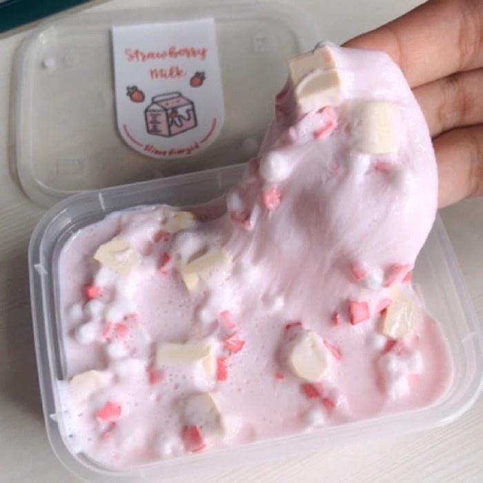 STRAWBERRY MILK SLIME BY SLIME DIARY ID / slimediary slimediaryid sdi