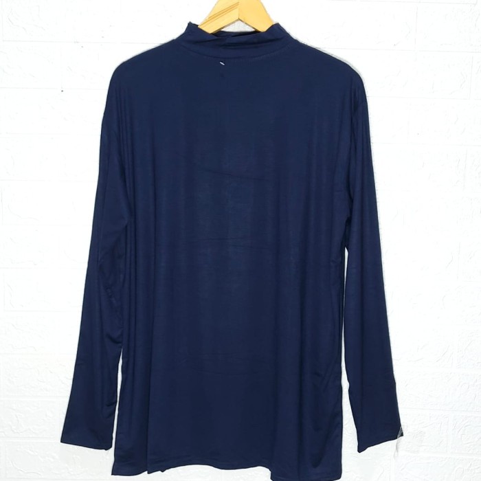 New Promo Terlaris Manset Kaos Wanita Lengan Panjang Jumbo Krah Tinggi - Navy, Shanghai