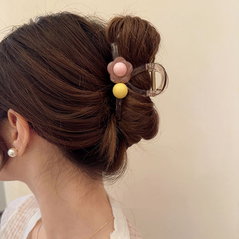 Korea Hiu Klip Hiasan Kepala Wanita Acrylic Flower Disc Hair Grab Clip, Jepit Rambut Besar Perempuan Kepala Belakang