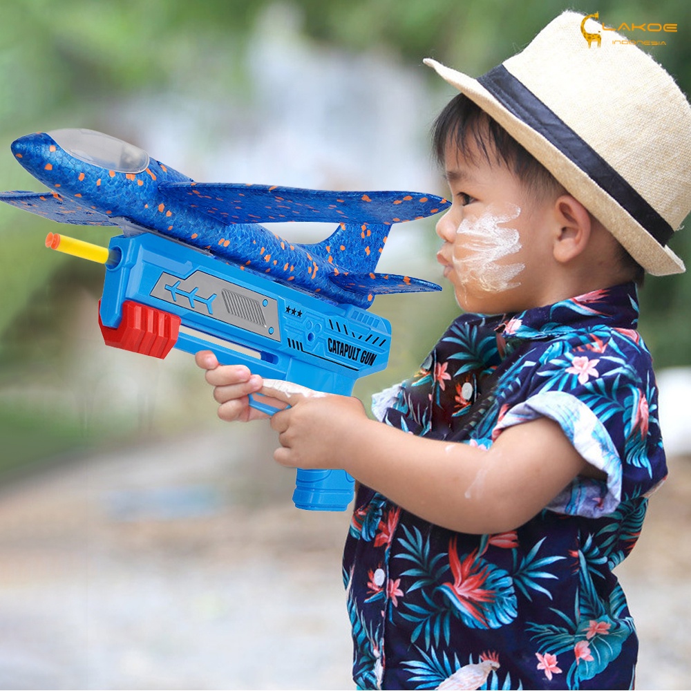 Lakoe Mainan Pistol Tembak Pesawat terbang air/Catapult Gun Anak/Mainan Tembakan Pistol Ketapel Pesawat