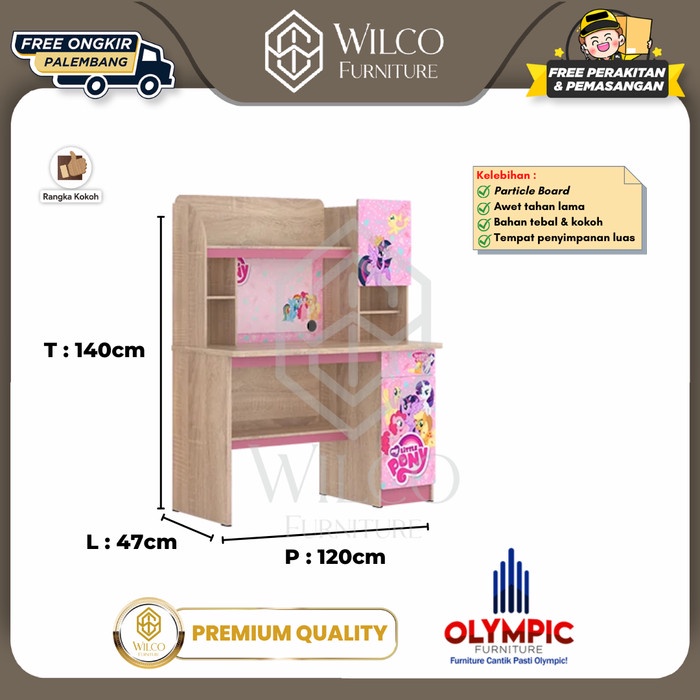 Meja Belajar Olympic Karakter / Meja Belajar Anak Little Pony Murah - Rakit + Kirim
