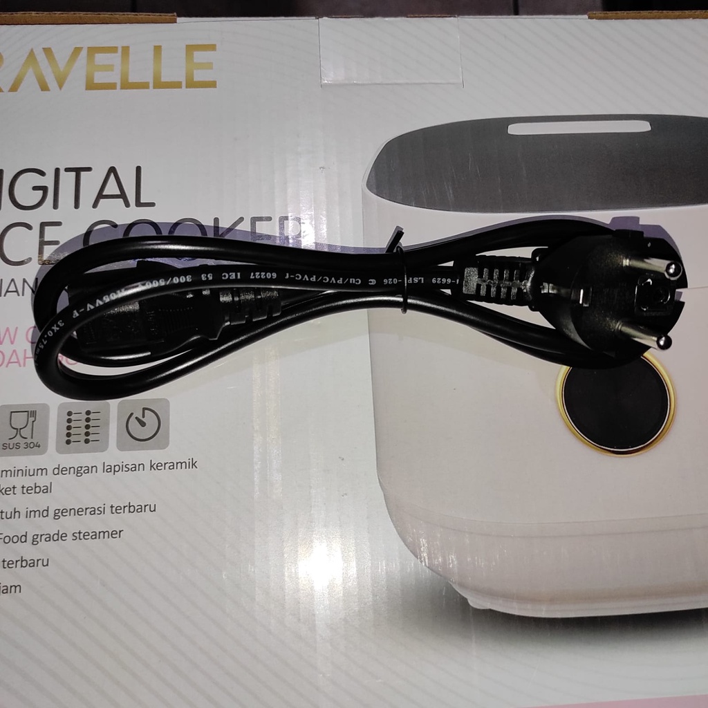 KABEL POWER LISTRIK RAVELLE RICE COOKER SMART DIGITAL 3L LOW CARBO SUGAR ORI