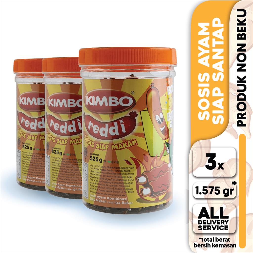 

KIMBO Reddi Sosis Ayam Rasa Iga Bakar Toples Triple Pack