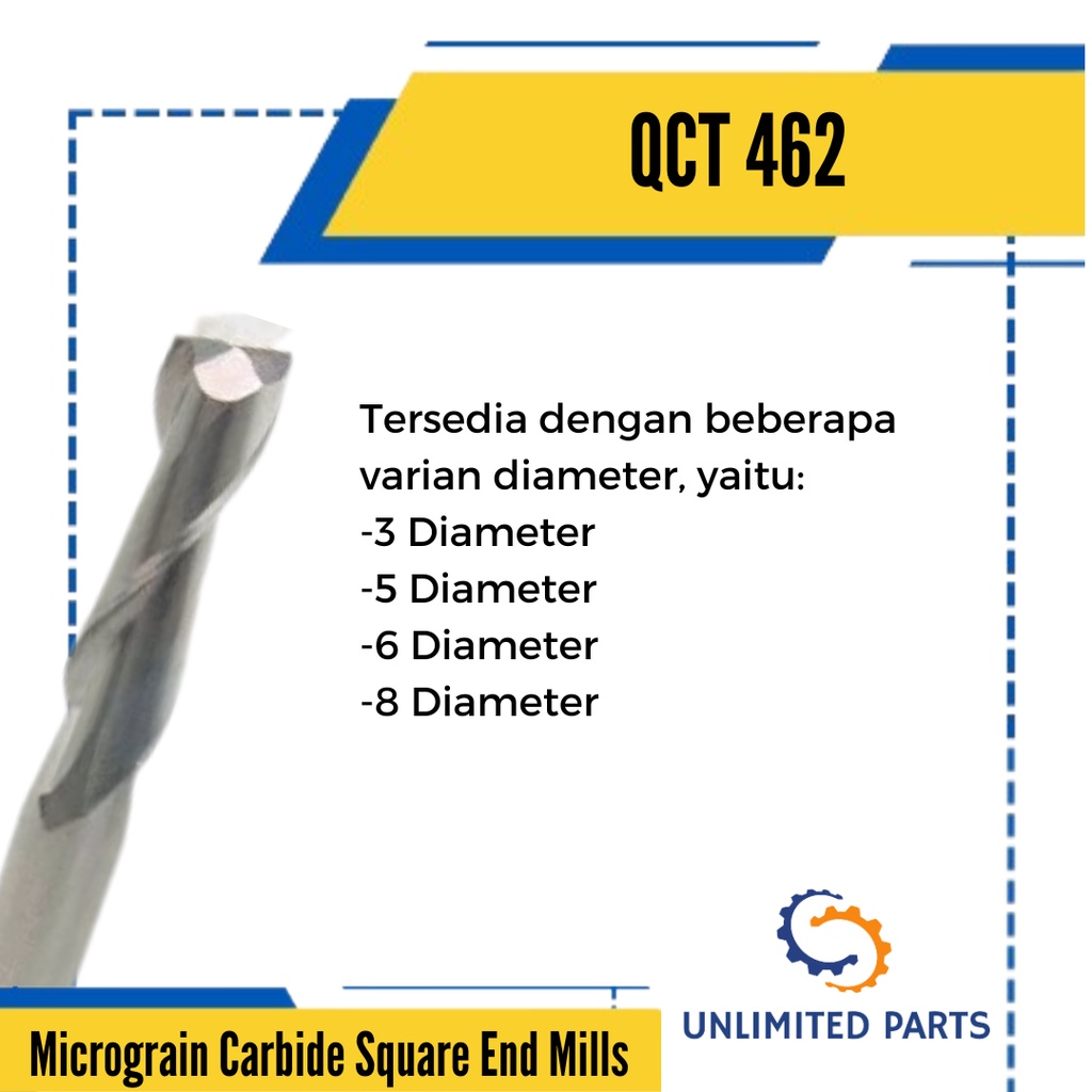 QCT End Mills 462 - Micrograin Carbide 2 Flute Square EndMills