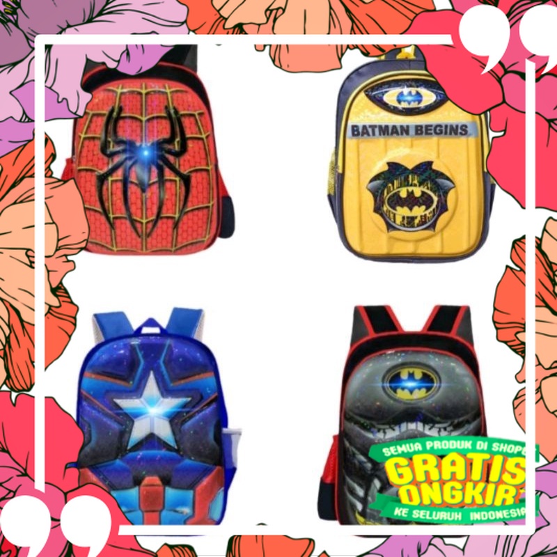 tas sekolah anak Batman SD/Tas ransel anak Batman SD/Tas Batman SD LED/Tas ransel Batman SD LED/Tas 