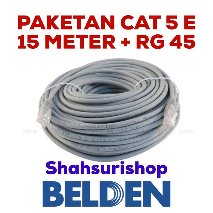 PAKETAN KABEL UTP LAN DATA CAT 5E CAT5E USA 15 M METER + RG45 AMP