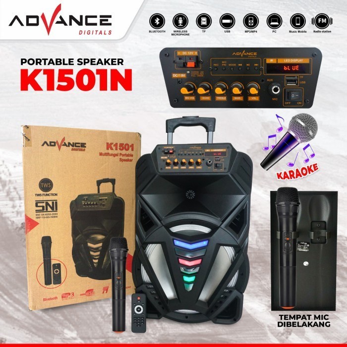 Speaker Portable ADVANCE K1501N WIRELESS MIC