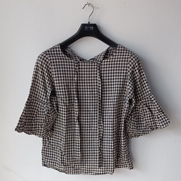 Blouse wanita motif kotak kotak Blouse wanita terbaru