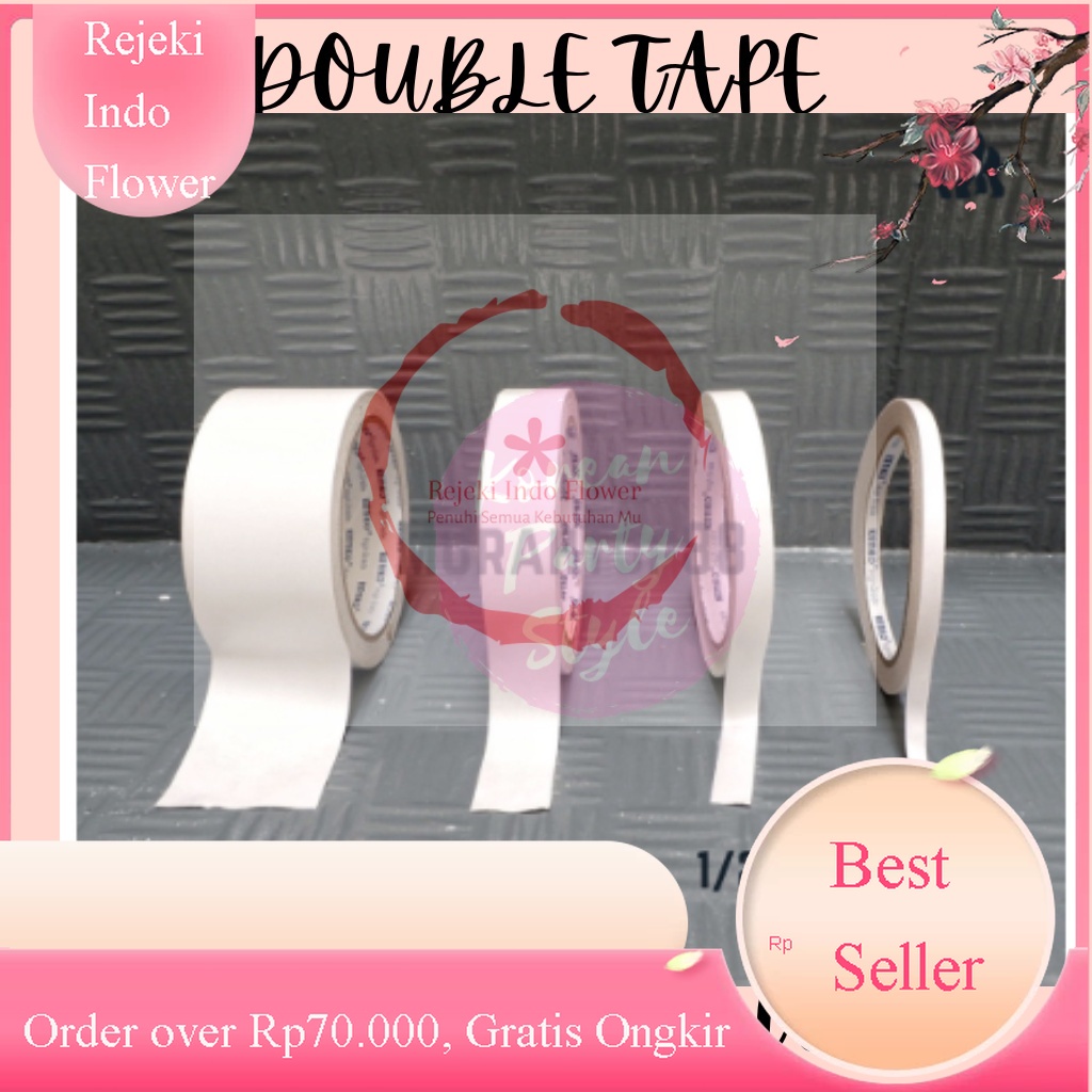 

REJEKI DOUBLE TAPE DOBEL TIP 1 INCH 24 MM X 15 YARD 1/2 INCH LEM TIMBAL BALIK LEM PLESTER FOAM JOYKO TAPE KUALITAS DAIMARU