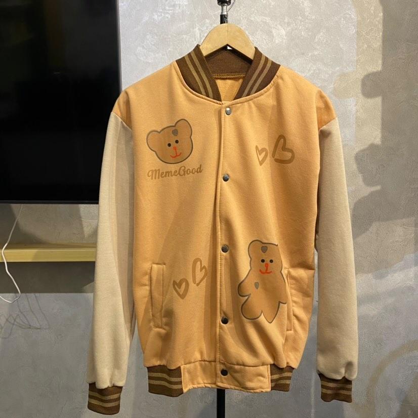 JAKET JACKET JEKET WANITA (PH) MEME GOOD BEAR HEART VARSITY BASEBALL  BISBOL ORIGINAL PREMIUM MURAH