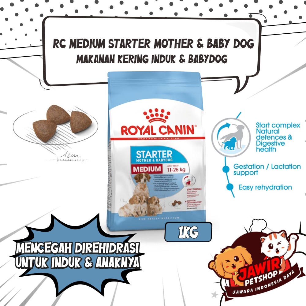 ROYAL CANIN MEDIUM STARTER MOTHER & BABY DOG 1kg food rc bayi anjing makanan kering dry royalcanin b