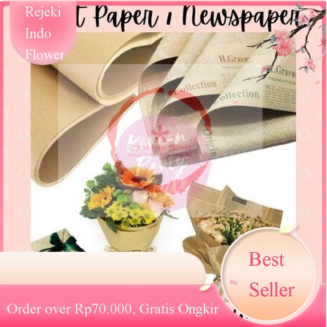 

REJEKI KRAFT PAPER NEWSPAPER ECER PER LEMBAT KERTAS BUNGA KORAN COKELAT BUKET BUNGA POLOS VINTAGE