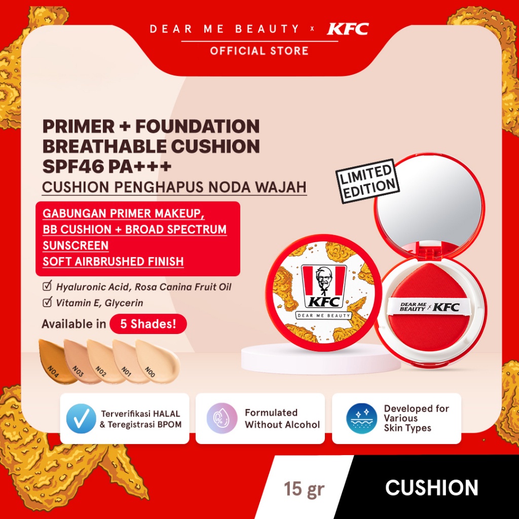 Dear Me Beauty X KFC Primer + Foundation Breathable Cushion SPF46 PA+++ MC