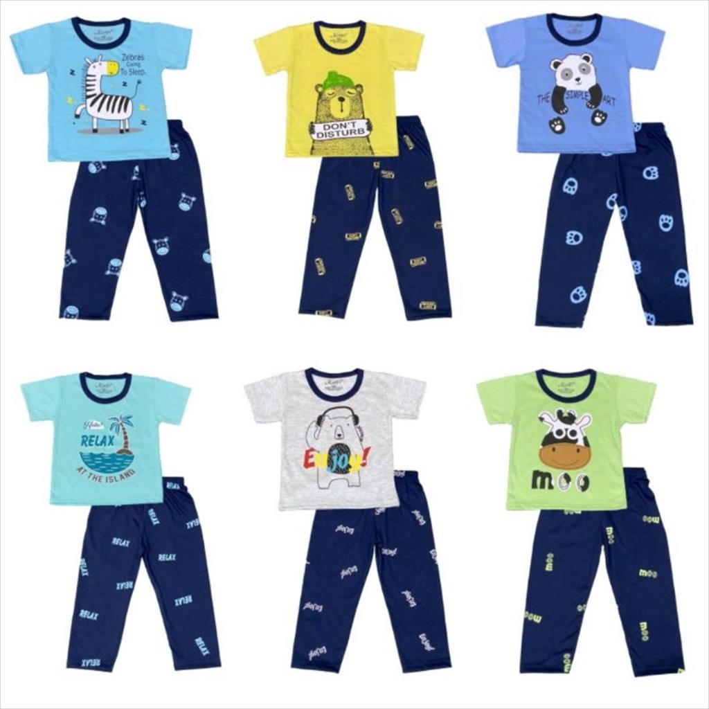 KELFI Setelan celana panjang anak cowok piyama anak baju anak kelfi laki laki kaos anak murah pakaia