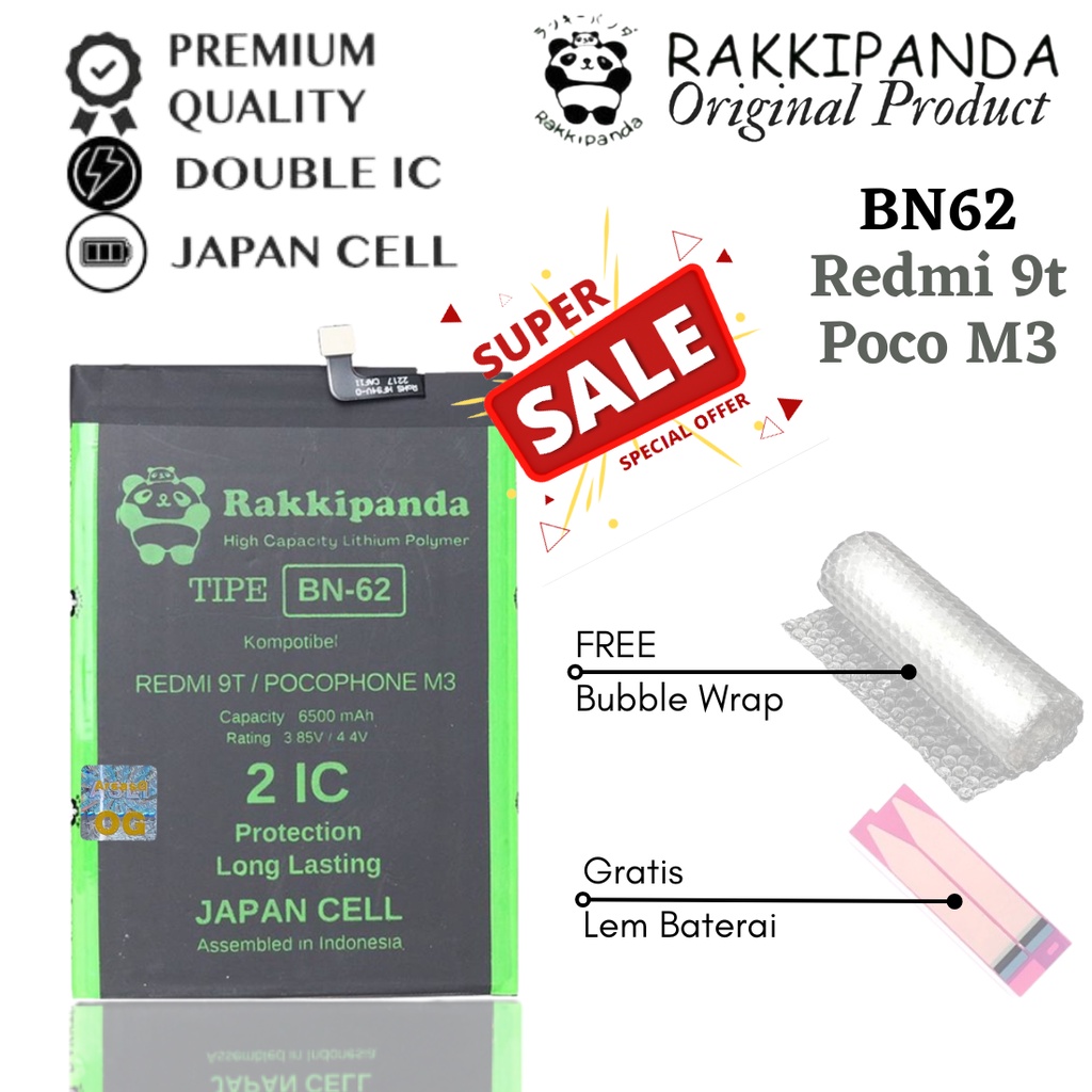 Batre Batrai Baterai Xiaomi BN62 BN 62 Redmi 9T Pocophone M3 RakkiPanda Original