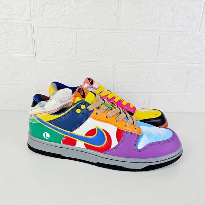 Sepatu Sneakers Nik* SB Dunk Low Mario Bros What The Multicolor