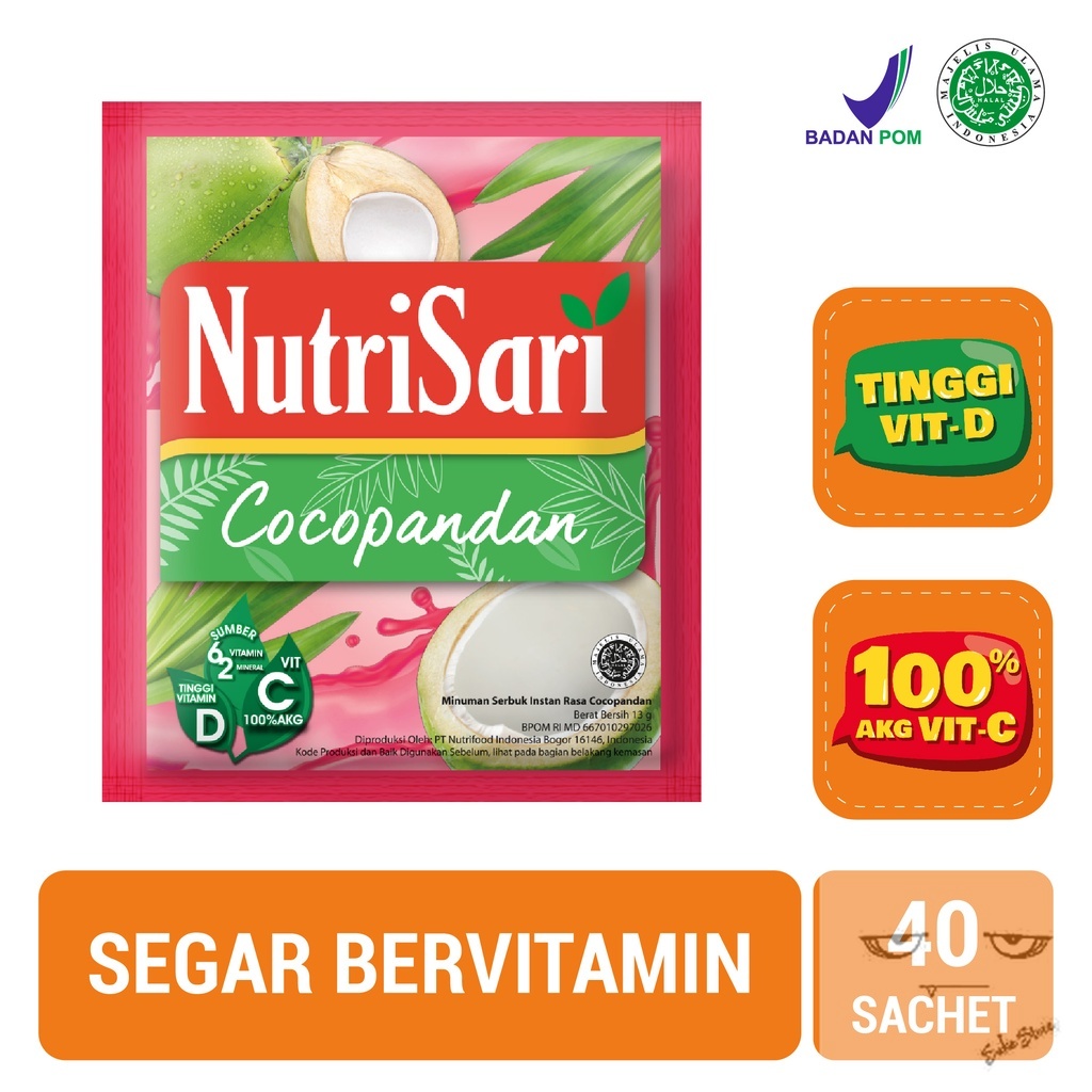 

NutriSari Cocopandan 40 Sacbet - Minuman Buah Vitamin C & Vitamin D
