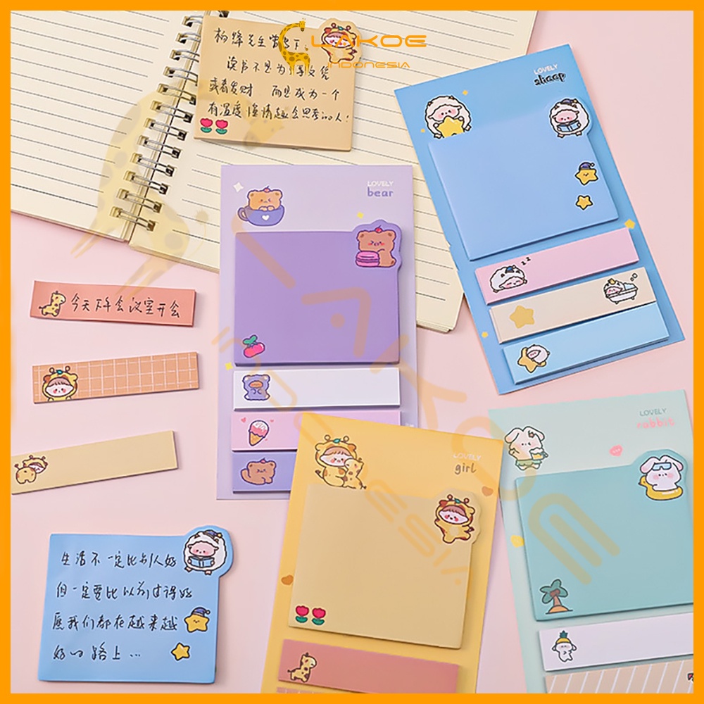 Pembatas Buku Lucu Motif hewan Sticky Notes 4 Line