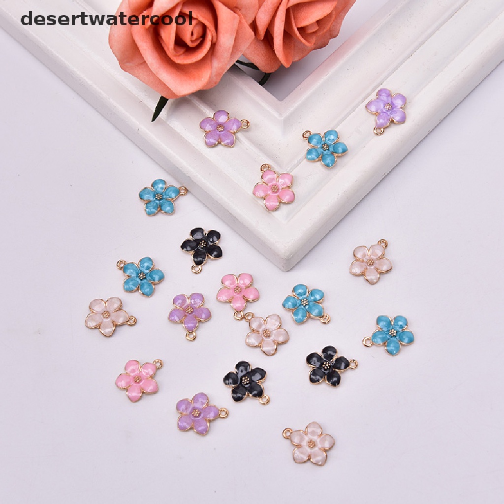 Deid 10PCS Enamel Multicolor Bunga Alloy Ch Liontin Perhiasan Kerajinan Temuan DIY Martijn